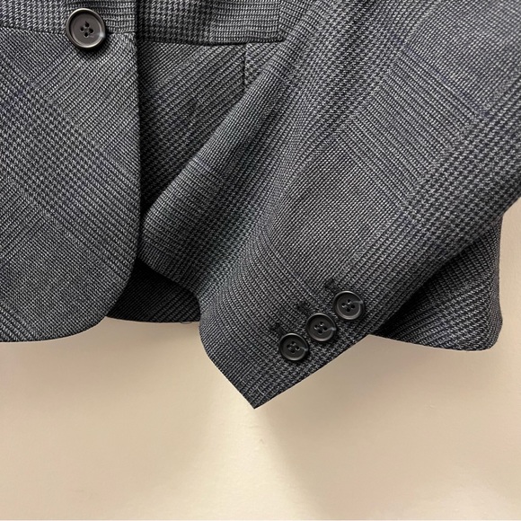 NWT Jones New York Charcoal Gray Plaid Olivia Blazer Fitted Suit Blazer US 10 - Picture 7 of 16